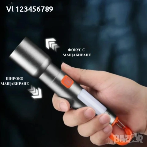Акумулаторен LED фенер, висока яркост,USB Type-C, с карабинер FS-22105, снимка 5 - Къмпинг осветление - 53435267
