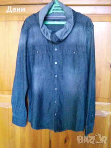 Мъжка риза /яке/ деним с голяма яка, снимка 3 - Ризи - 27035993