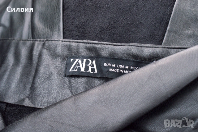 Чисто нова черна дълга права лъскава кожена пола "Zara" / "Зара", размер М, снимка 3 - Поли - 53364398
