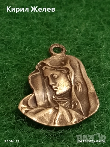 Сребърен медальон Дева Мария на скърбите майсторска ръчна изработка 30015, снимка 3 - Колиета, медальони, синджири - 52889652