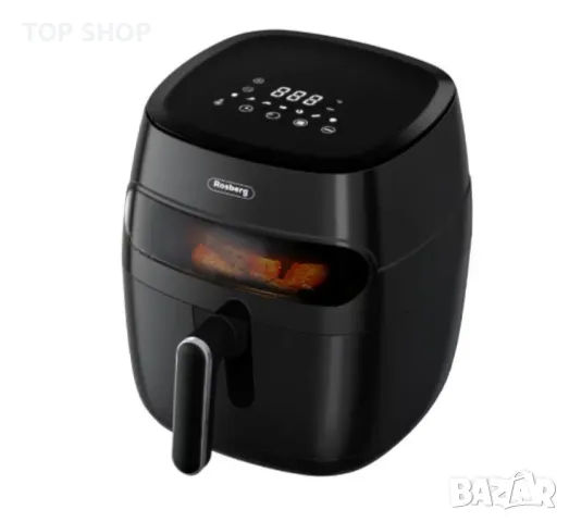 Фритюрник AirFryer , 1350W, 5.2л., LED дисплей, Горещ въздух, Таймер, до 200°C, Черен, снимка 2 - Фритюрници - 49308434
