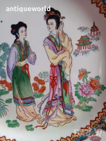 Голяма Китайска Порцеланова Чиния, Маркирана, снимка 2 - Антикварни и старинни предмети - 48232123