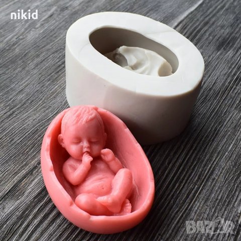 3d бебе в яйчна черупка яйце силиконов молд форма украса мъфини фондан торта гипс сапун, снимка 3 - Форми - 20027608