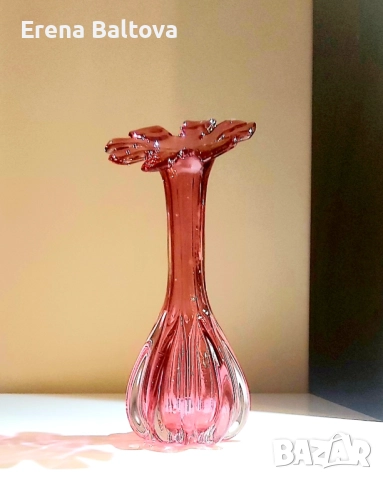 💙🌸🩵Голяма ваза бохемско стъкло внтидж, снимка 4 - Вази - 52745110