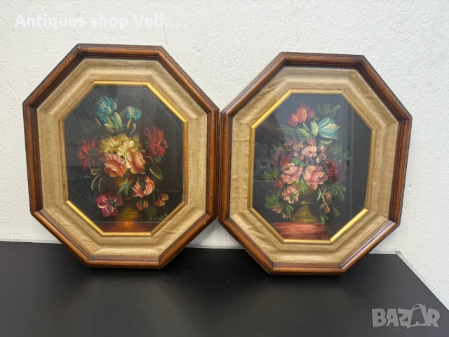 Чифт маслени картини цветя №7237