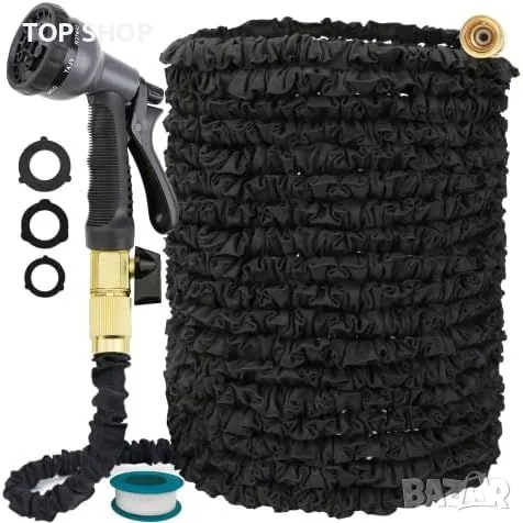 Нов Многофункционален Разтегаем Градински Маркуч 30м с Месингови Фитинги