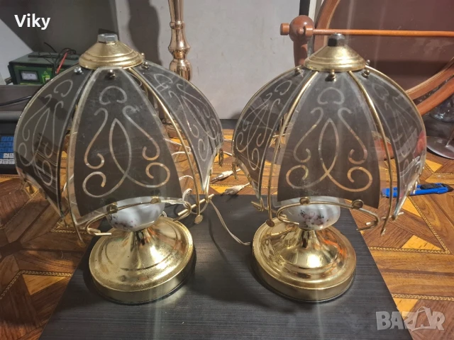 Порцеланови руски съветски нощни лампи вълшебни три позиционни витраж, снимка 2 - Настолни лампи - 51091322