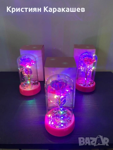 Мини Декоративна Златна Роза LED лампа 24k златно, снимка 4 - Декорация за дома - 53429997