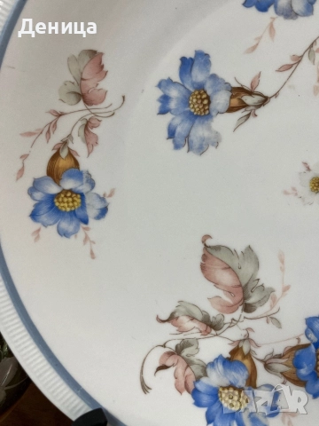 Schumann и любима декорация💙 Слонова кост, двоен син кант, а помежду им нежен релеф , снимка 13 - Сервизи - 51638056