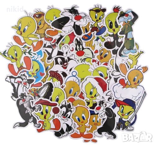 40 бр  Туити tweety Looney Tunes самозалепващи лепенки стикери за украса декор картонена торта и др, снимка 1 - Други - 33502475