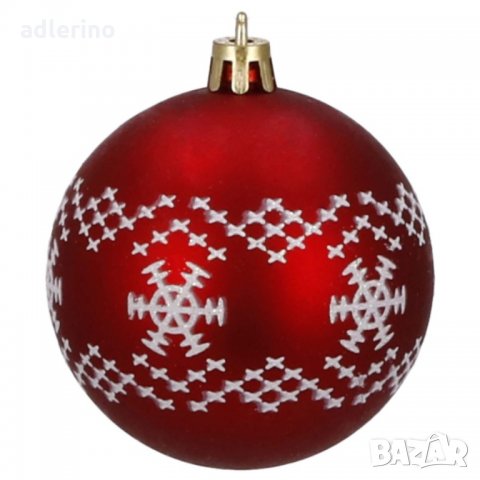 Топка за елха, Коледна декорация, пластмаса, 30 броя, 5 см, червено-бяло, зимни мотиви, снимка 5 - Декорация за дома - 34463692