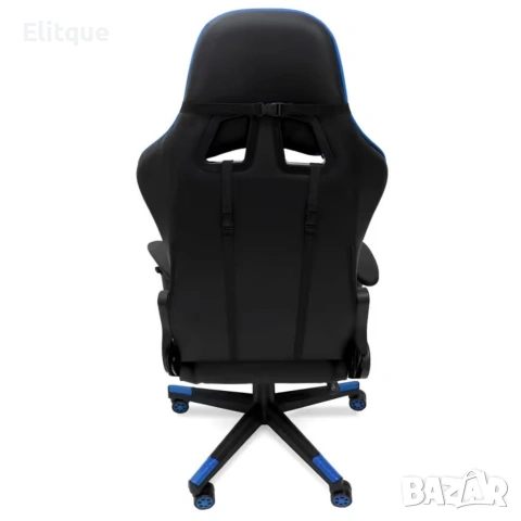 Геймърски стол за релакс с масаж и подложка за крака – син, снимка 8 - Столове - 53242924