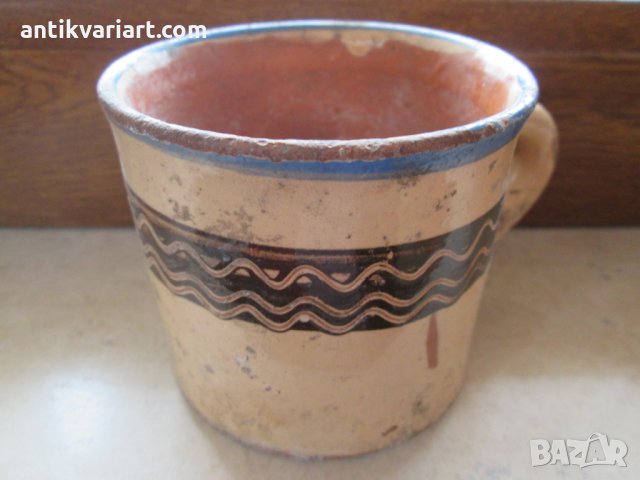Стара Троянска керамика -чаша , подписана, снимка 3 - Антикварни и старинни предмети - 28182264