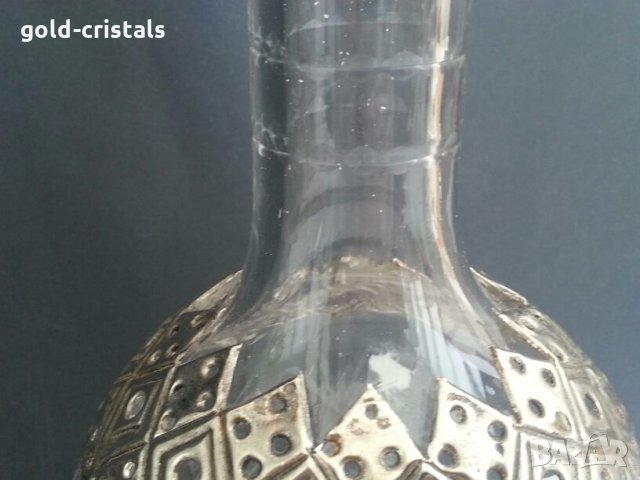 Кристална гарафа с метални елементи, снимка 7 - Антикварни и старинни предмети - 23121512