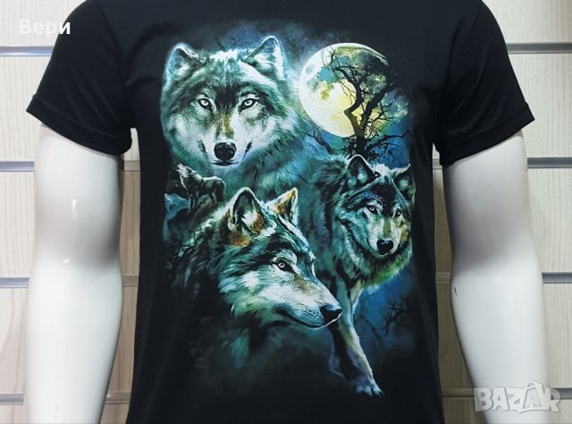 Нова мъжка тениска с дигитален печат Вълци, пълнолуние, Серия вълци, снимка 12 - Тениски - 29040473