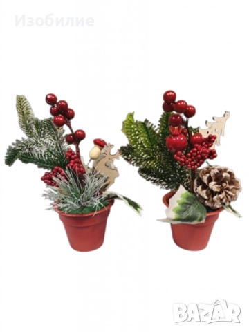 Изкуствена коледна декорация в саксия, 1 бр Classic Flora.