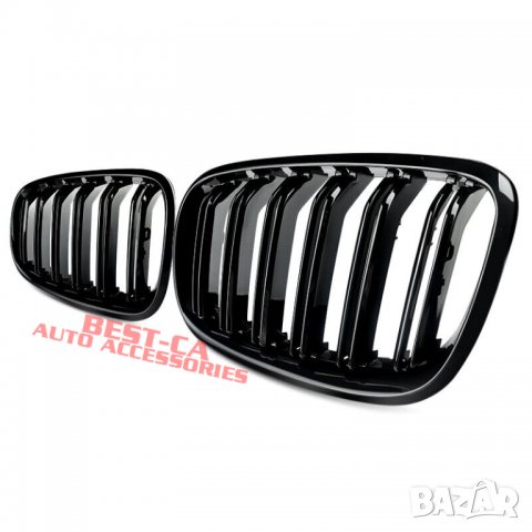 Комплект черни двойни бъбреци пиано лак за БМВ / BMW X5 E70 и X6 E71