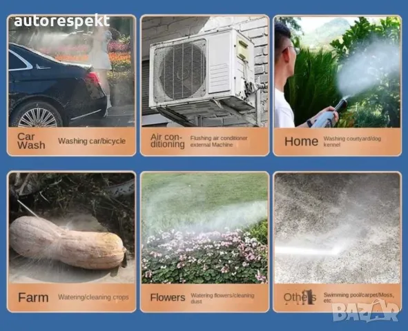 Акумулаторна Водоструйка за миене на автомобили дом и градина. 2 Батерии , снимка 7 - Аксесоари и консумативи - 49567919