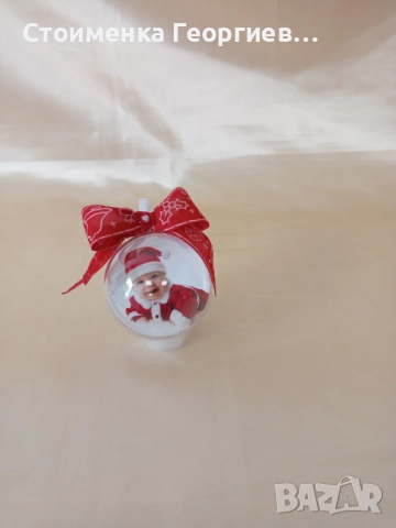 Коледна двустранна топка със снимка 