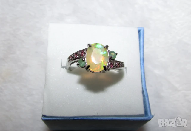 925 сребърен пръстен с опал 9x7mm. подходящ за подарък, снимка 1