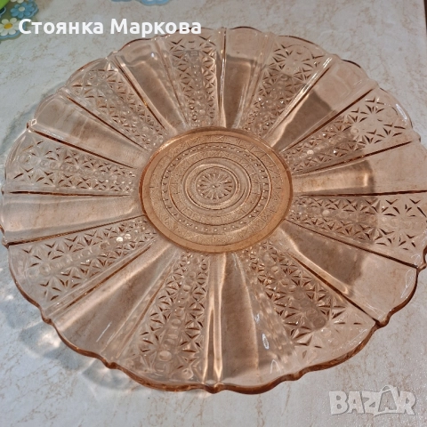 Масивно розово стъкло-чиния,фруктиера,купа от 1960 г., снимка 2 - Форми - 51491688
