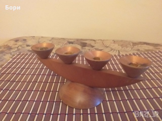 Дървен свещник за 4бр свещи, снимка 5 - Декорация за дома - 28149197