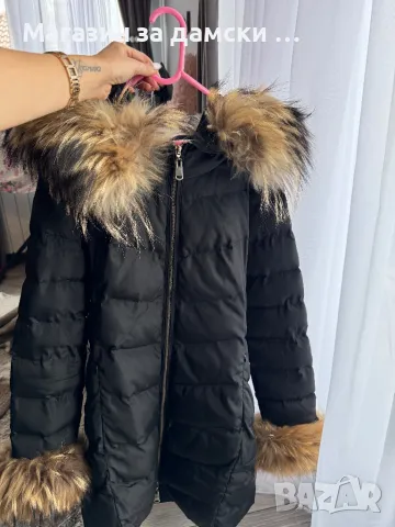 Дамско дълго зимно яке с пух С размер, снимка 3 - Якета - 47967404