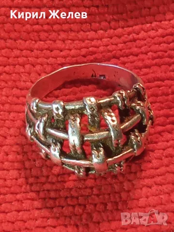 СТАР АЖУРЕН СРЕБЪРЕН ПРЪСТЕН СРЕБРО ВИСОКА ПРОБА с ИНИЦИАЛИ на МАЙСТОРА БП РЪЧНА РЕТРО РАБОТА 49966, снимка 16 - Антикварни и старинни предмети - 49274757