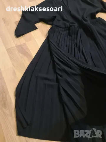 Черно манто,палто,рокля плисирана, снимка 3 - Рокли - 48343000