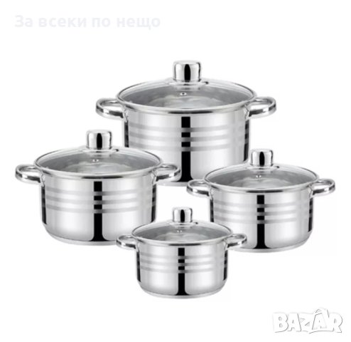 ✨Комплект тенджери HAUS ROLAND, HR-148-5 , 4 броя, с капак, ф16, 18, 20, 24см, Инокс, снимка 1