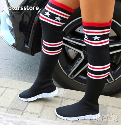 Равни ботуши - черни с бяло ходило - C3860, снимка 3 - Дамски ботуши - 37115247