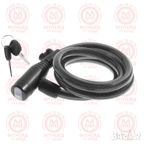 Заключващо устройство за велосипед с ключ WAG 100см/8мм, Черна спирала