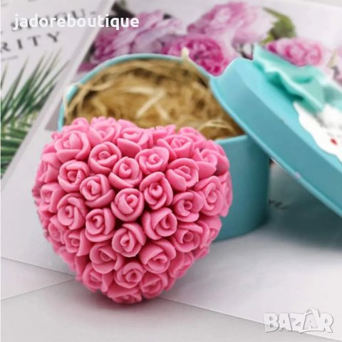 Силиконов молд 3D сърце с рози, снимка 3 - Форми - 43892563