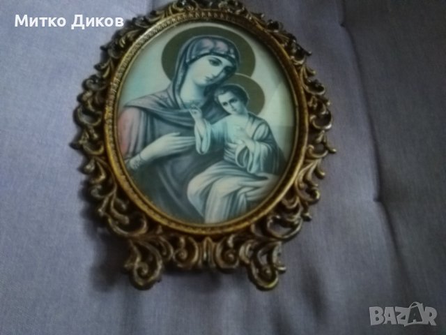 Икона на Дева Мария с младенеца от Чекотоинският манастир в Калугерово от соца осветена 222х155мм , снимка 2 - Икони - 39349433