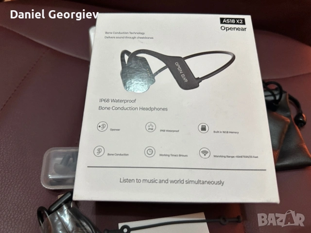 БЕЗЖИЧНИ ВОДОУСТОЙЧИВИ СЛУШАЛКИ С КОСТНА ПРОВОДИМОСТ AS18 X2 С ВГРАДЕНА ПАМЕТ 16GB И КОНТРОЛИ, снимка 5 - Bluetooth слушалки - 53323424