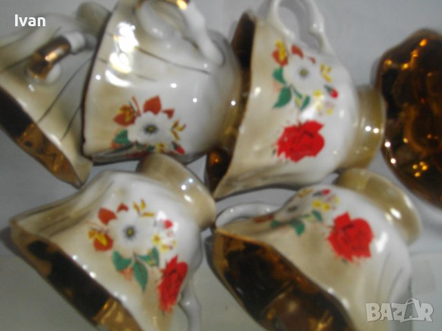 Комплект 6 бр. Позлатени Порцеланови Чаши За кафе-125мл-Старинни-Ръчно Рисувани, снимка 15 - Чаши - 40107238