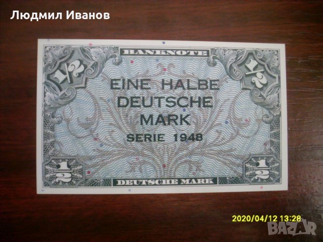ГЕРМАНИЯ - 1/2 МАРКА 1948 РЕПРОДУКЦИЯ
