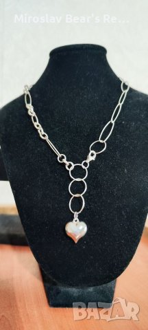Сребърно колие - сърце , снимка 5 - Колиета, медальони, синджири - 38941279