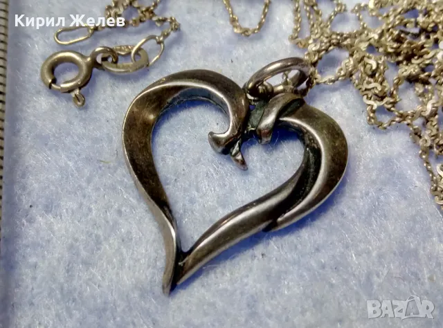 АР НУВО СРЕБЪРЕН ПЕНДАНТ СЪРЧИЦЕ ЛАКИРАНО СРЕБРО ВИСОКА ПРОБА с НЕЖНА 925 СРЕБЪРНА ВЕРИЖКА 35444