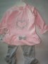 Бебешки комплект от две части,памучен плюш,има розов иБял цвят, снимка 1 - Бебешки гащеризони - 27439714