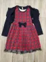 Комплект памучна карирана червена празнична детска рокля с болеро ръст 134, снимка 2