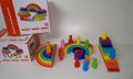 4в1 Сет дървени играчки по модел Grimms с полукръгове, правоъгълни табли, дъга и човечет, снимка 10