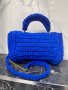 Дамска ръчно плетена модерна синя чанта, снимка 4