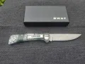 Сгъваем фосфоресциращ нож,дамаска стомана с гравирана дръжка SWAT, снимка 2