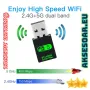 2 в 1 USB WiFi Bluetooth 5.0 адаптер 600 Mbps Dual Band 2.4/5Ghz Безжичен мрежов приемник Wi-Fi карт, снимка 14