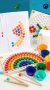 Rainbow wooden clip beads мултифункционална игра с мъфини, топчета и шаблони от дърво , снимка 16