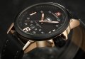 Мъжки часовник, черен със златисто, с дата и ден от седмицата, снимка 1