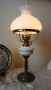 Голяма настолна лампа  в стил Рустик, метал, стъкло и порцеланова част., снимка 3