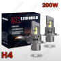 2024 Модел 200W LED Диодни крушки H4 12V 300% Светлина Директен Монтаж, снимка 1