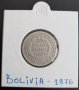 Сребърна монета Боливия 20 Сентавос 1876 г., снимка 1
